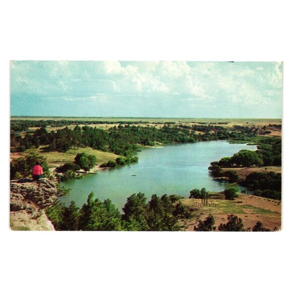 Lake Minnechaduza Sand Hills Nebraska Scenic Vintage Postcard Valentine View - Picture 1 of 2